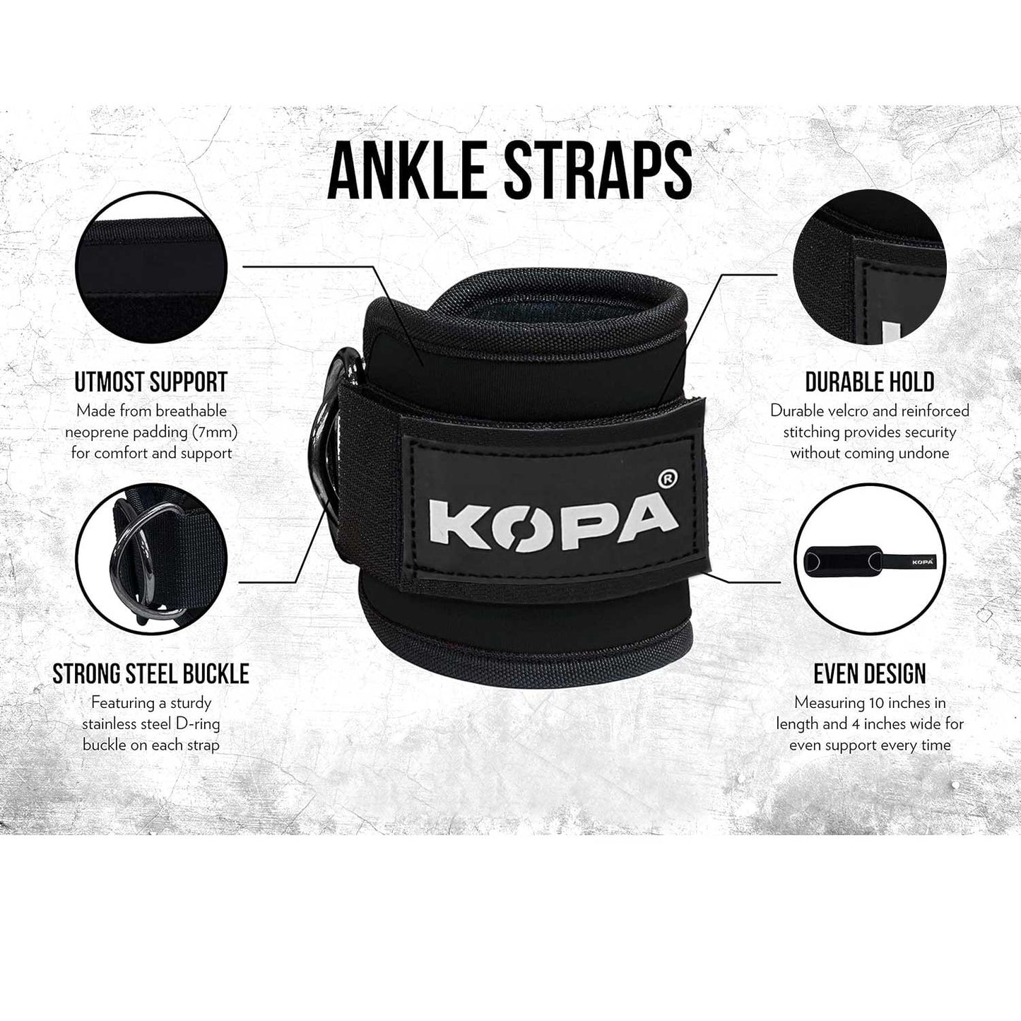 KOPA® Premium Ankle Straps for Cable Machine Workouts